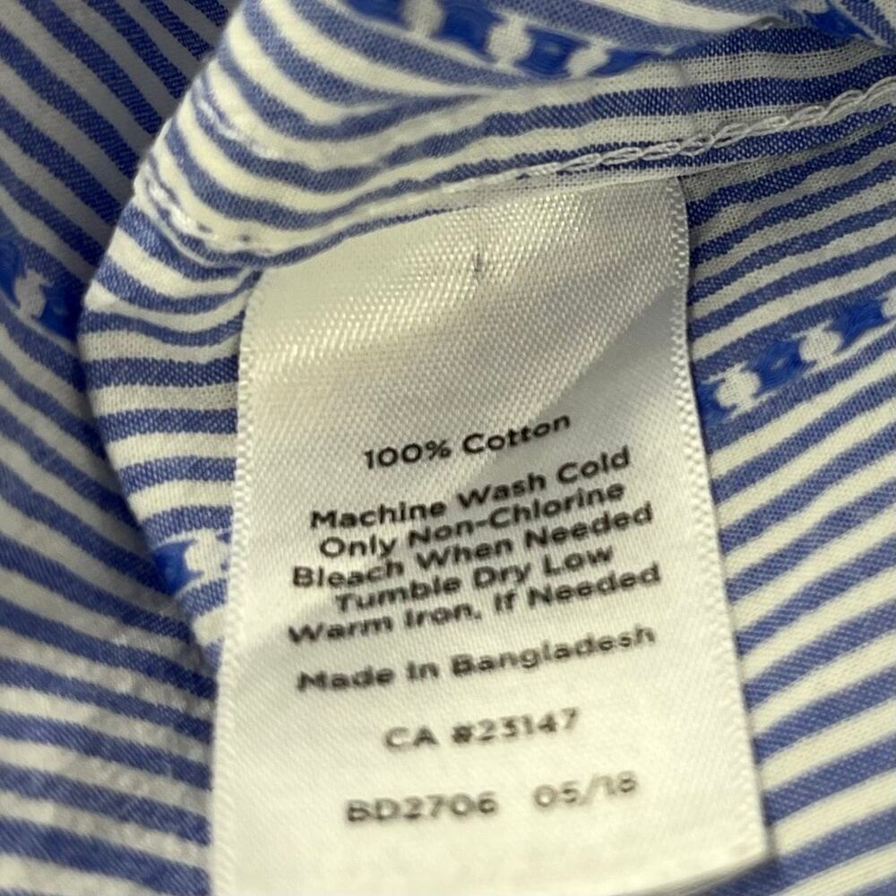 Talbots blue white cotton pinstripe women's button collared shirt‎ blouse (M) - Picture 7 of 8
